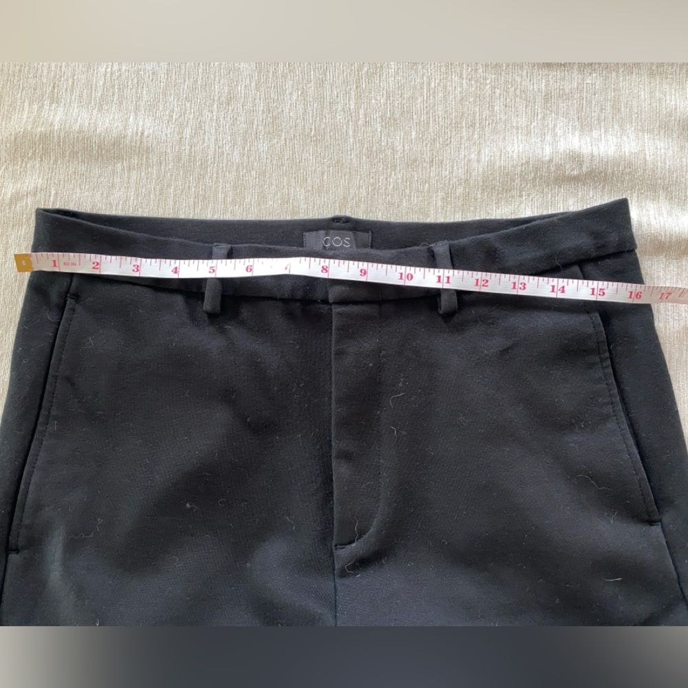 COS Women 32 Regular Black Tapered Pants Rayon Blend Flat Front Zip High Rise - Picture 11 of 11